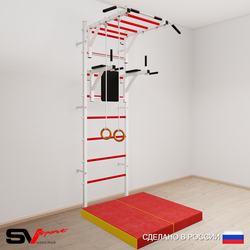 Шведская стенка Sv Sport 5414 (Турник рукоход/Брусья/Кольца/Мат 1м)