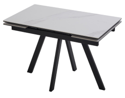 Стол НЕО-2 120 MATTE БЕЛЫЙ МРАМОР, керамика / Черный каркас, М-City