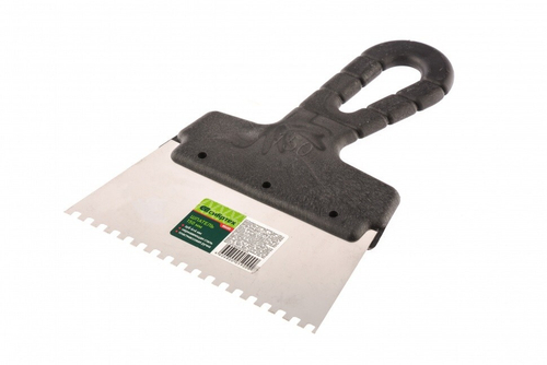 Шпатель 150 мм, зуб 4х4мм, нерж сталь, пластмассовая ручка, Сибртех, 85455