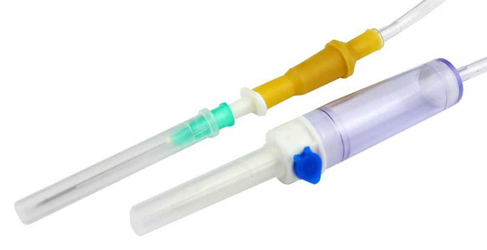 Система инфузионная для переливания растворов с Y портом Luer, двумя иглами 0,6 ⨯ 19 мм (23G) + 0,8 ⨯ 40 мм (21G) и пластиковым шипом SFM 50 шт