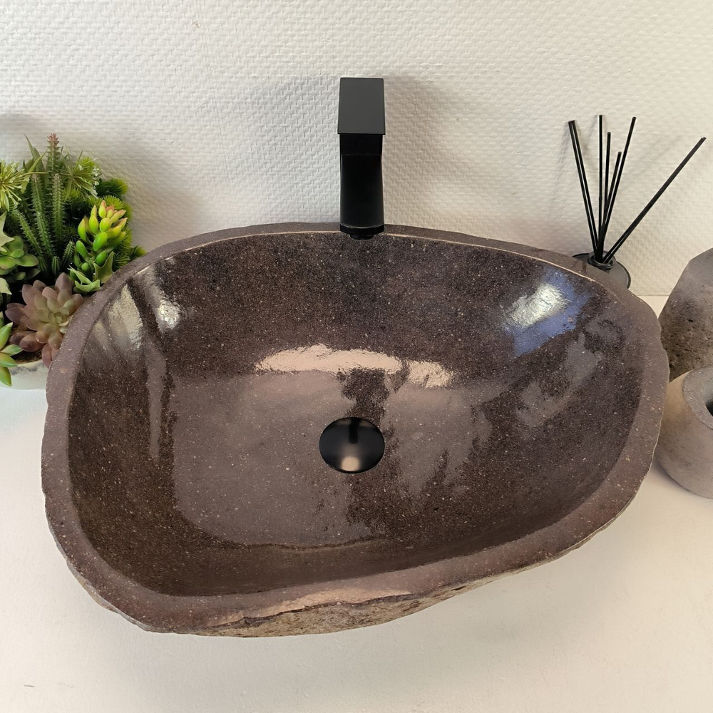 Каменная раковина из речного камня RS-05388 (55*44*15) 0857 из натурального камня