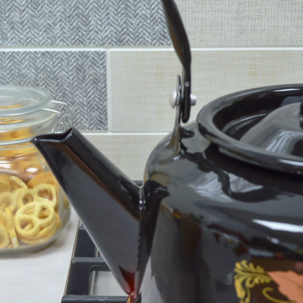 Чайник 3,5л с рисунком черно-красный закатное дно