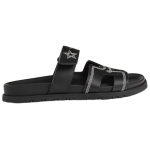 Hermes Chypre Leather Round Toe Open Toe Slippers Women's Black, H232142Z 02