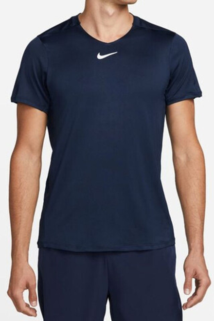 Мужская теннисная футболка Nike Men's Dri-Fit Advantage Crew Top - obsidian/white