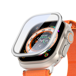 Закаленное стекло с рамками серебристого цвета от Dux Ducis для смарт часов Apple Watch Ultra 49mm, серия Flas Screen Protector Black