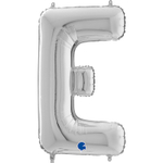 Шар фольгированный Буква E 66 см (Серебряный)