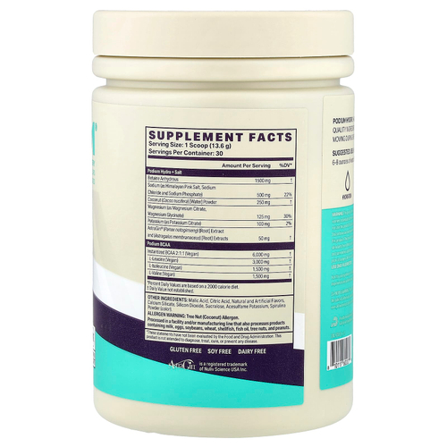 Podium Nutrition, Hydro & Salt 2025 + BCAA, жидкий вкус голубой малины, 408 г (14,39 унции)