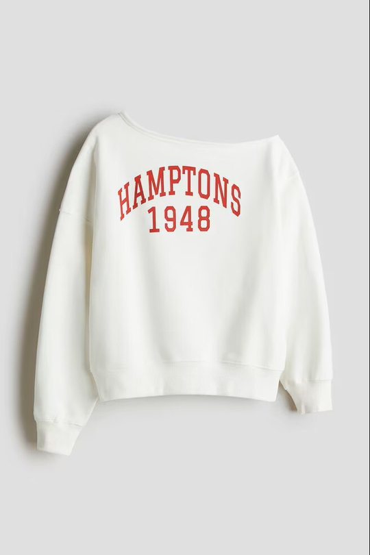 H&M Толстовка на одно плечо оверсайз, белый