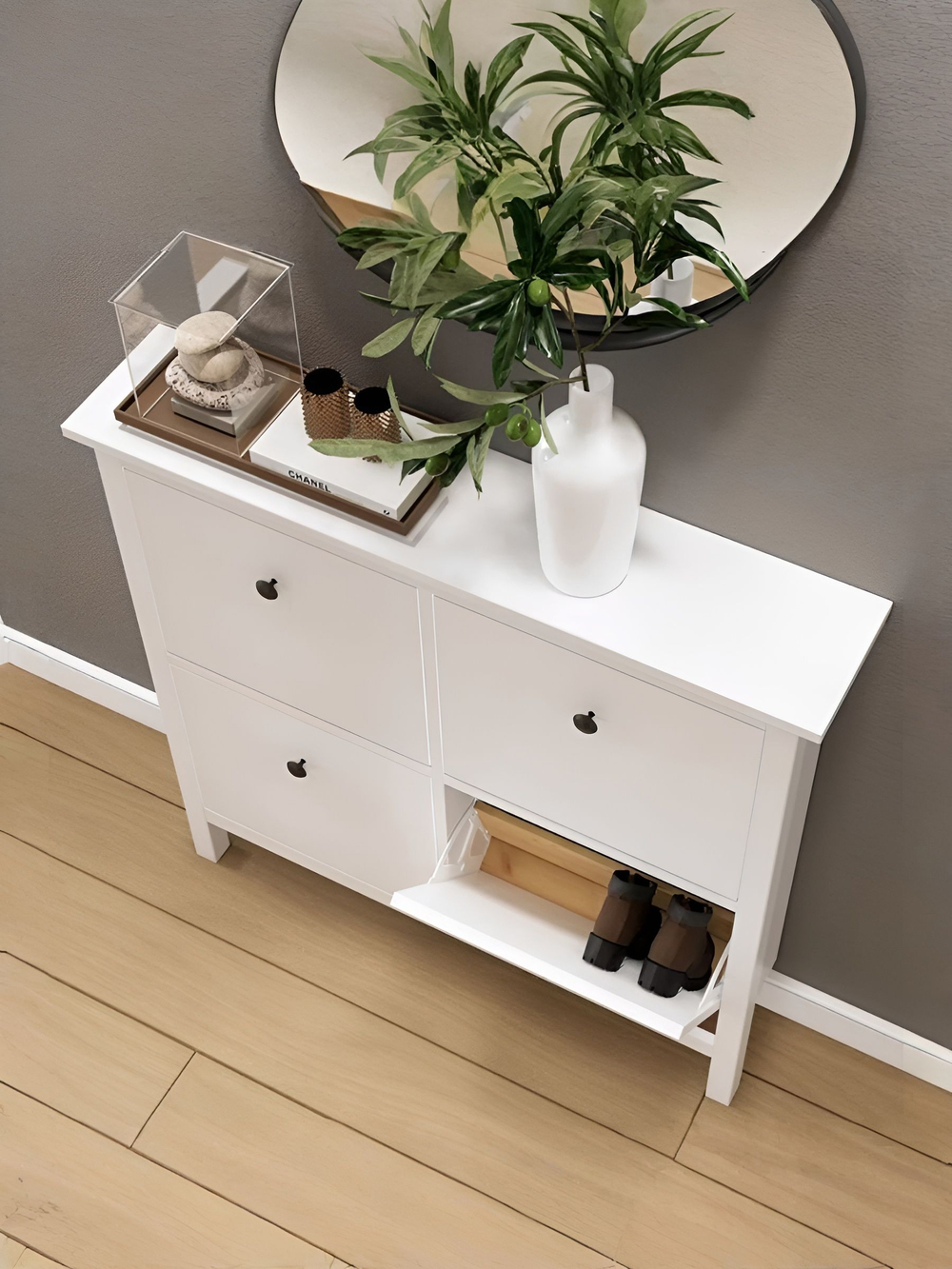 IKEA Обувница 3 ящ, HEMNES 89х127х30, белая, из массива сосны, КЫМОР (ХЕМНЭС ИКЕА)