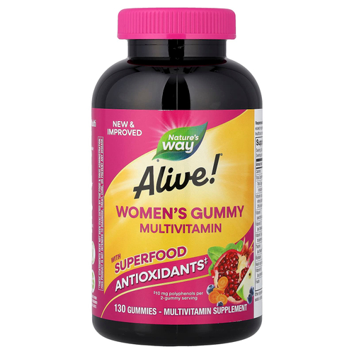 Nature's Way, Alive!®, жевательные мультивитамины для женщин, со вкусом ягодного ассорти, 130 жевательных таблеток