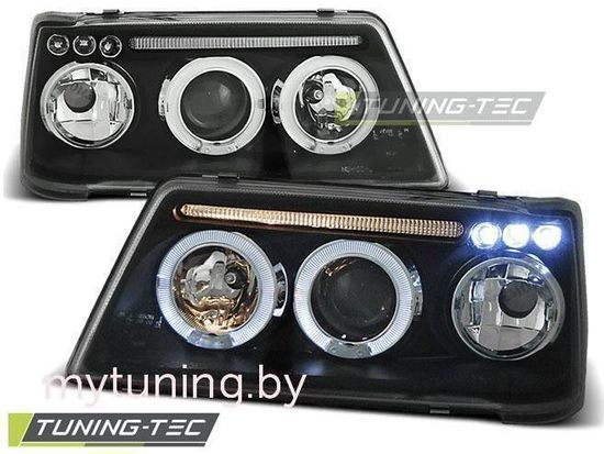 Передние фары angel eyes black для Peugeot 205