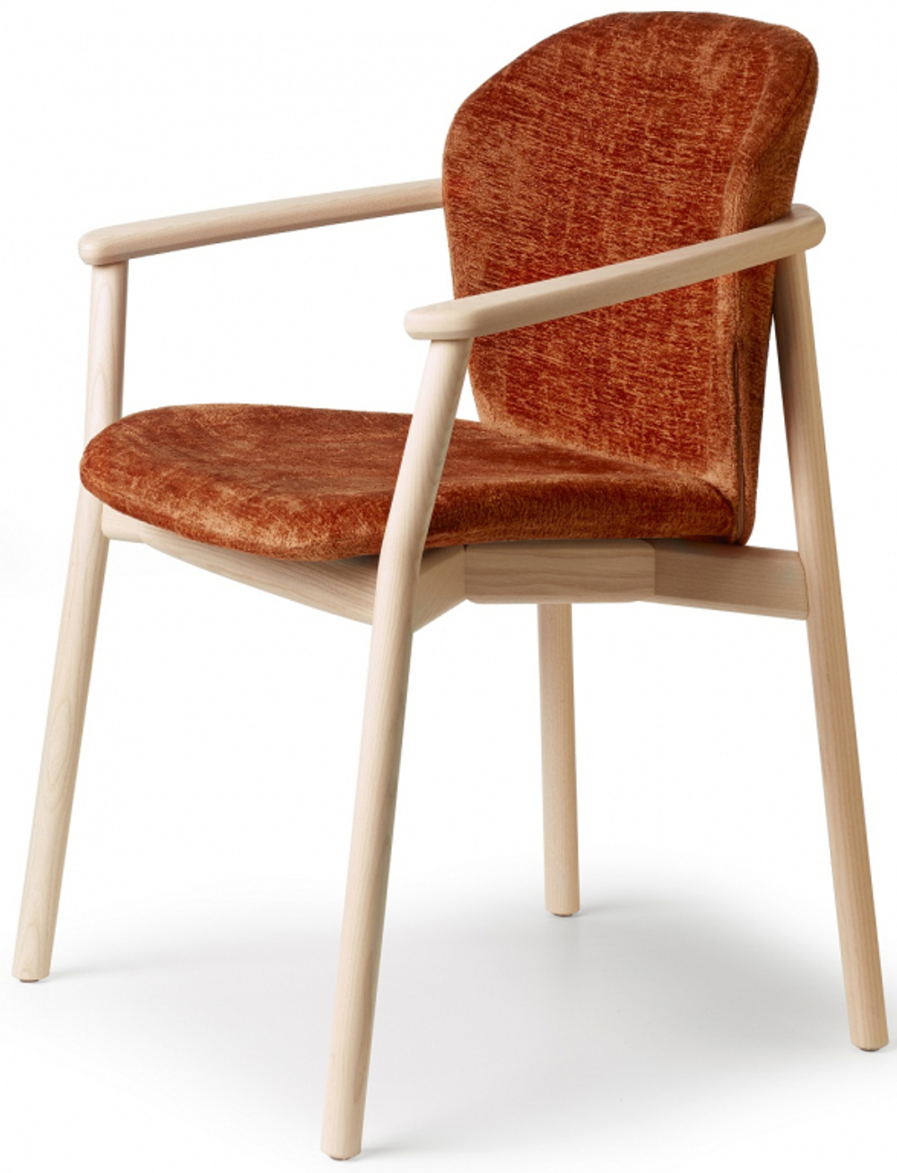 Кресло деревянное с обивкой Scab Design Natural Finn, белый ясень, терракотовый