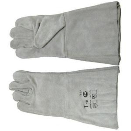 Краги спилковые пятипалые Экстра цвет серый, длина 35см