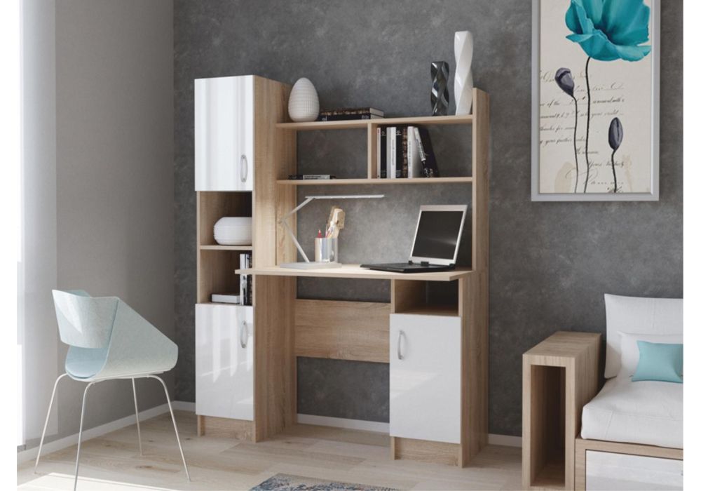 Письменный стол Бишоп 6 123х57х160 дуб сонома / белый