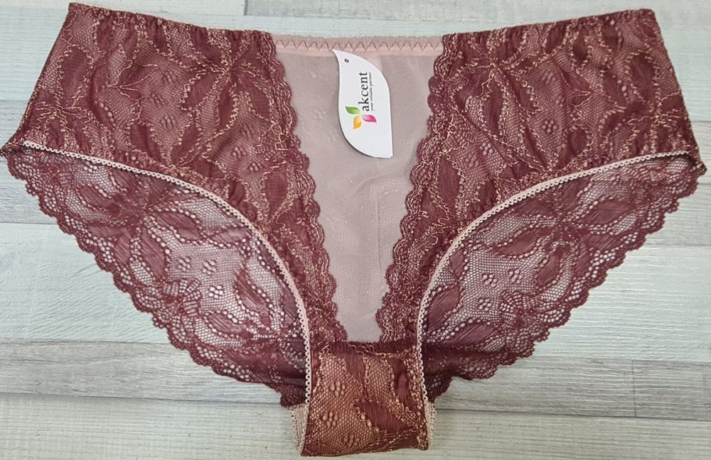 Трусики-слипы с завышенной линией талии из кружева с люрексом (Размер: XXXL) (Цвет: светло-бордовый)