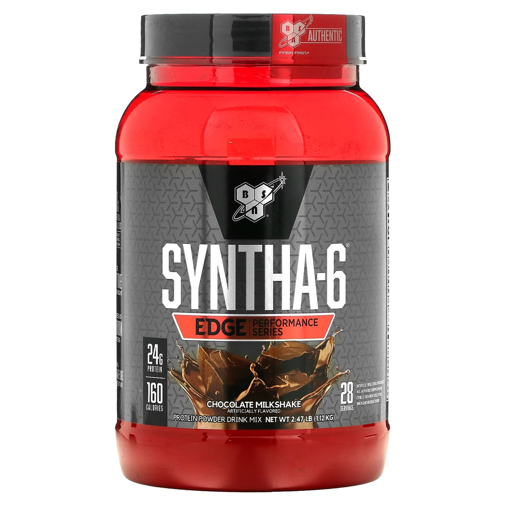 BSN, Syntha-6 Edge, протеиновая смесь для приготовления напитка, шоколадный молочный коктейль, 1,12 кг (2,47 фунта)