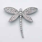 Подвеска Стрекоза, цвет серебро+фианиты, размер 21*25 мм, цена за 1 шт