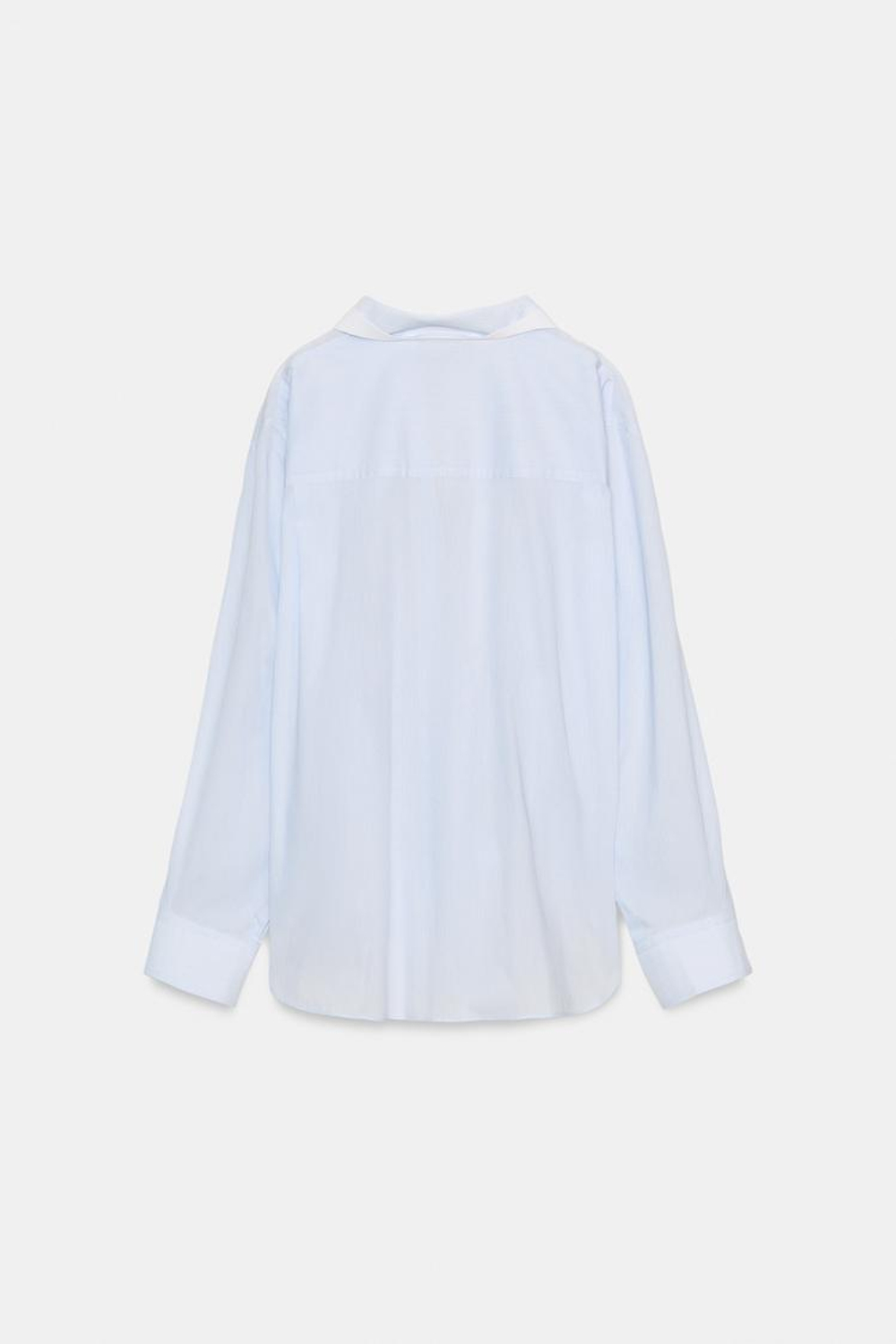 ZARA РУБАШКА ОВЕРСАЙЗ В ПОЛОСКУ С РУКАВОМ ЛЕТУЧАЯ МЫШЬ, СИНИЙ/БЕЛЫЙ