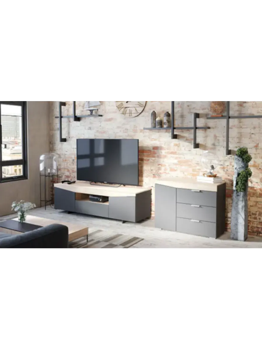 Комод для одежды Графит серый 3 ящика 100х45х79 см