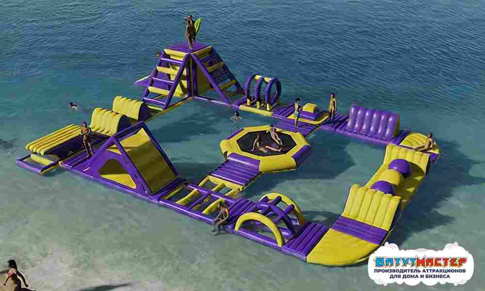 Коммерческий надувной аквапарк на воде «Фиолетовое лето» 25×15×5 м