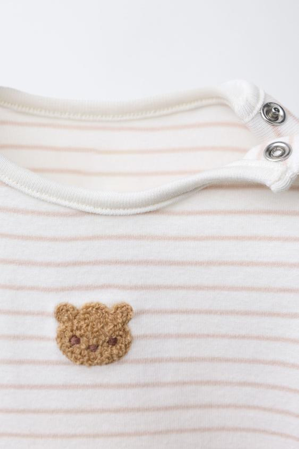 ZARA КОМПЛЕКТ ИЗ БОДИ И ЛЕГИНСОВ С МИШКОЙ И ПОЛОСКАМИ, СЕРО-КОРИЧНЕВЫЙ