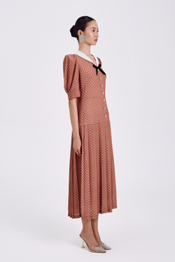 Платье Primavera (Примавера) коричневый в горошек