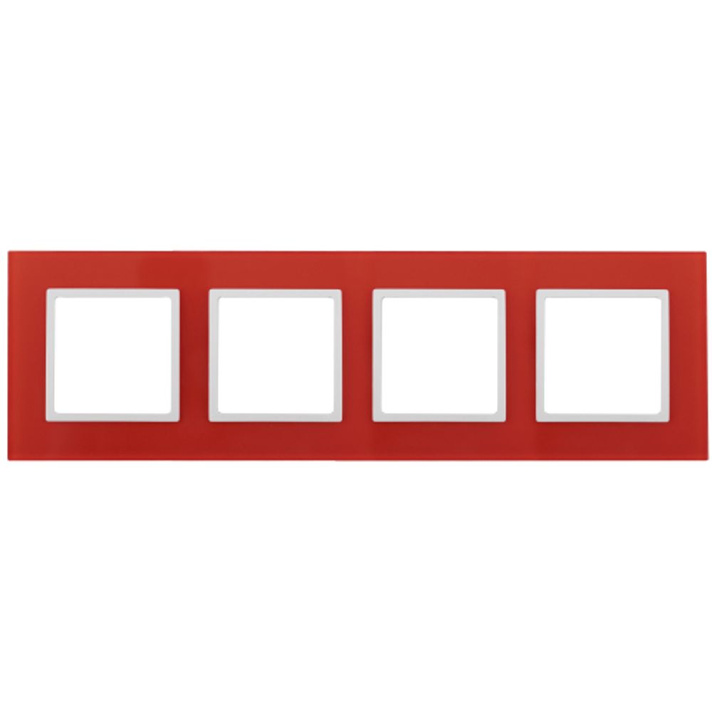 14-5104-23 ЭРА Рамка на 4 поста, стекло, Эра Elegance, красный+бел