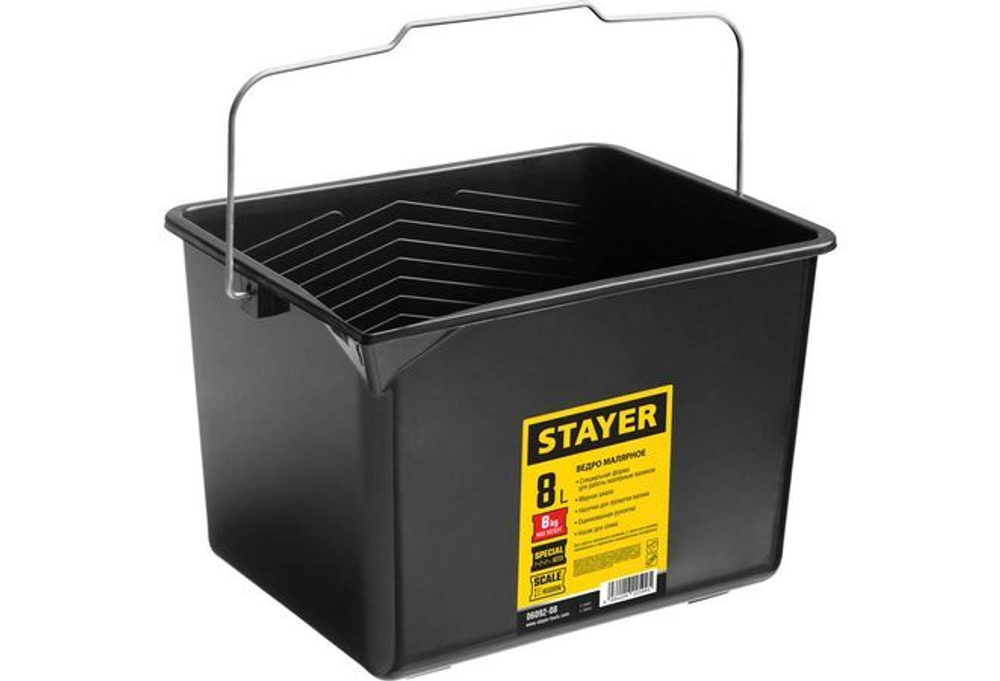 STAYER 8 Л, 19X22.5X28 СМ, ПЛАСТМАССОВОЕ, ВЕДРО МАЛЯРНОЕ