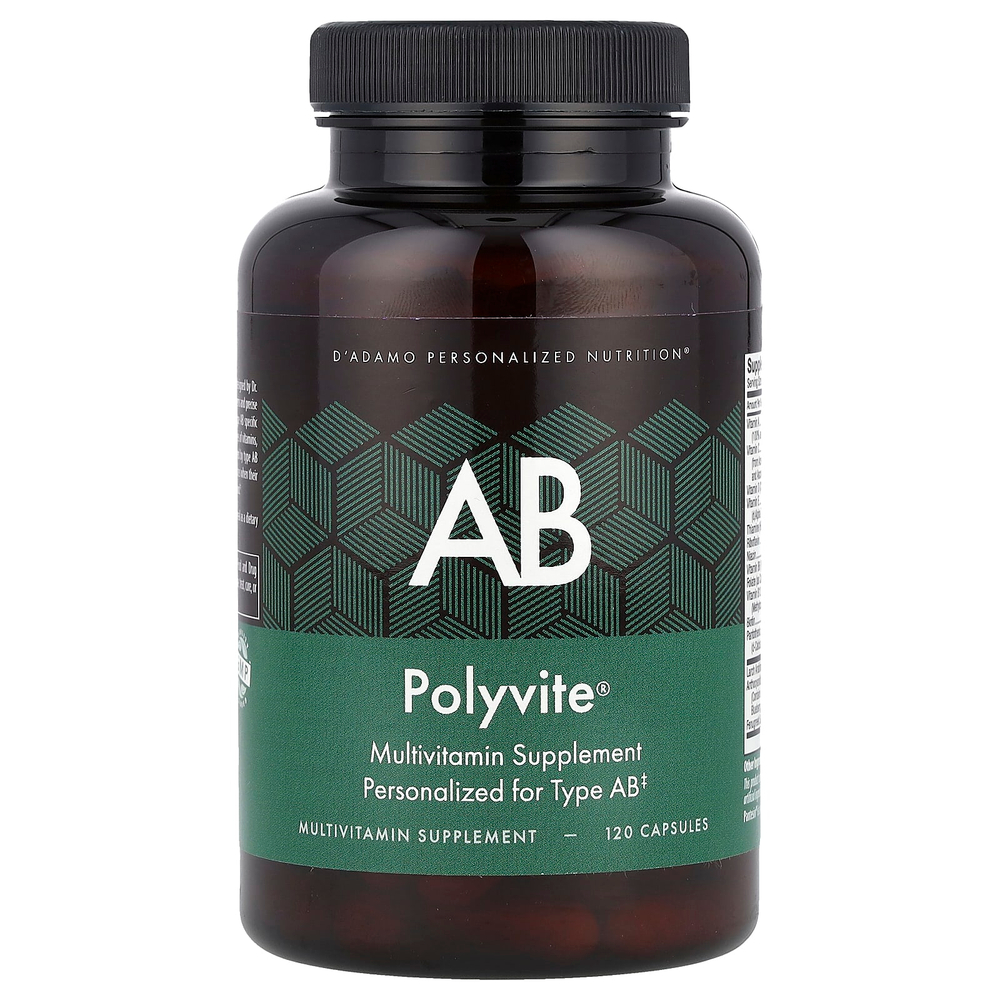 D'adamo, Polyvite® AB, мультивитаминная добавка, 120 капсул