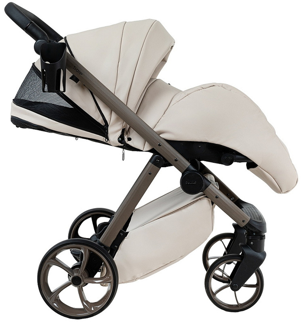 Детская коляска Pituso Sole Leather 2 в 1 PMPL/02 Latte
