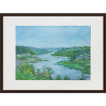 Картина авторская маслом на бумаге в паспарту 30х40 см на стену для интерьера "Вид на Волгу с отвесного берега г.Старицы"