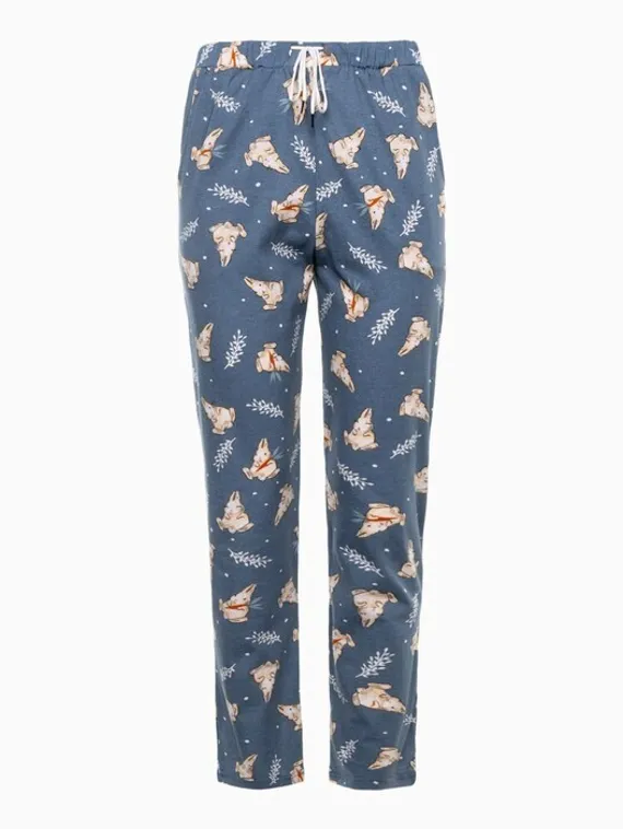 Брюки женские с принтом, цвет голубой, размер 46