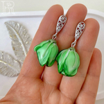 LEFIREL' Серьги серебряные женские "Тирия" с цветами из муранского стекла / ювелирные украшения из родированного серебра 925