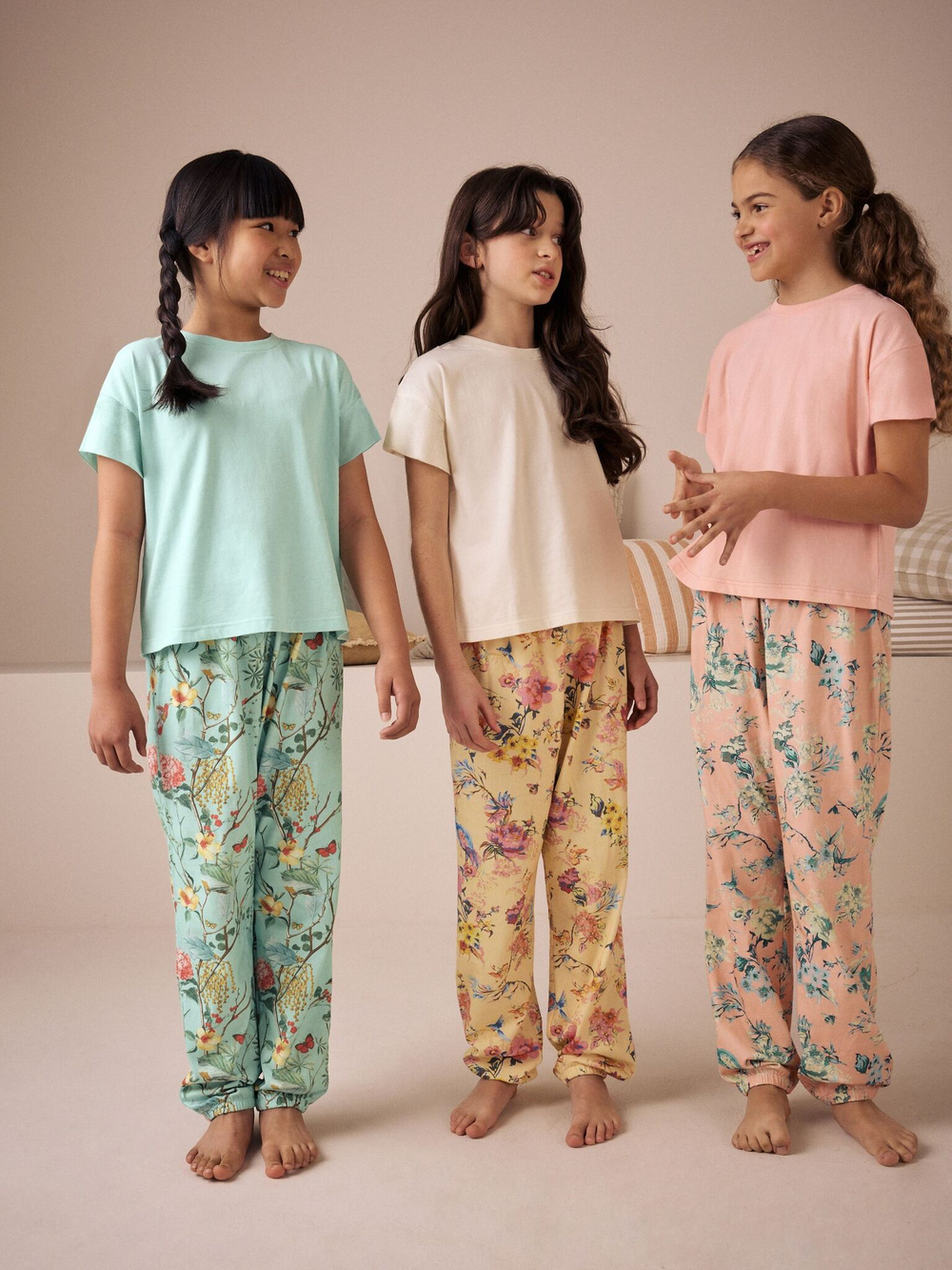 Пижама для девочки Next AC2-711, 3 шт., Розовый, Голубой, Бежевый