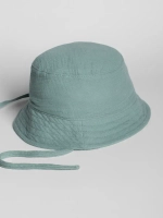 Зеленая детская панама на лето с завязками