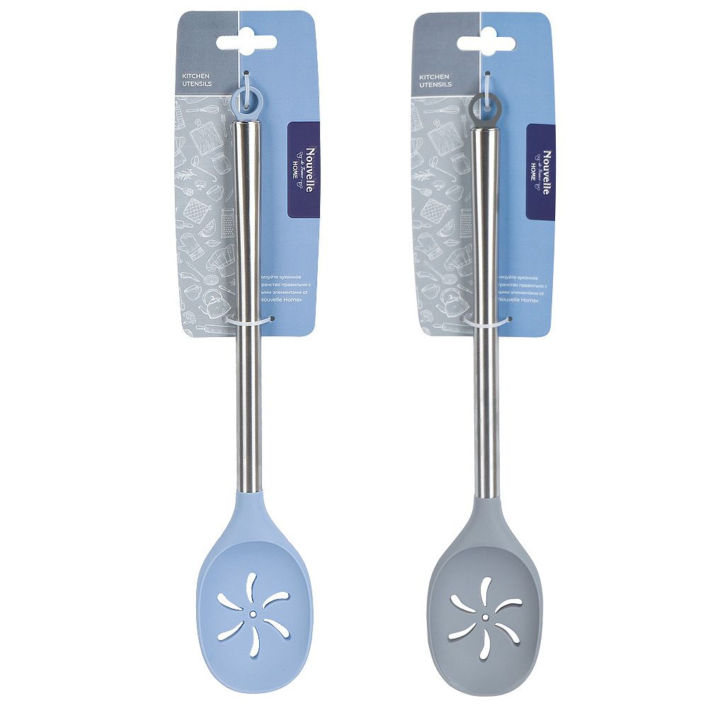 Ложка поварская с прорезями " " 33,5x6,5x1,5см (2 вида) (без индивидуальной упаковки)