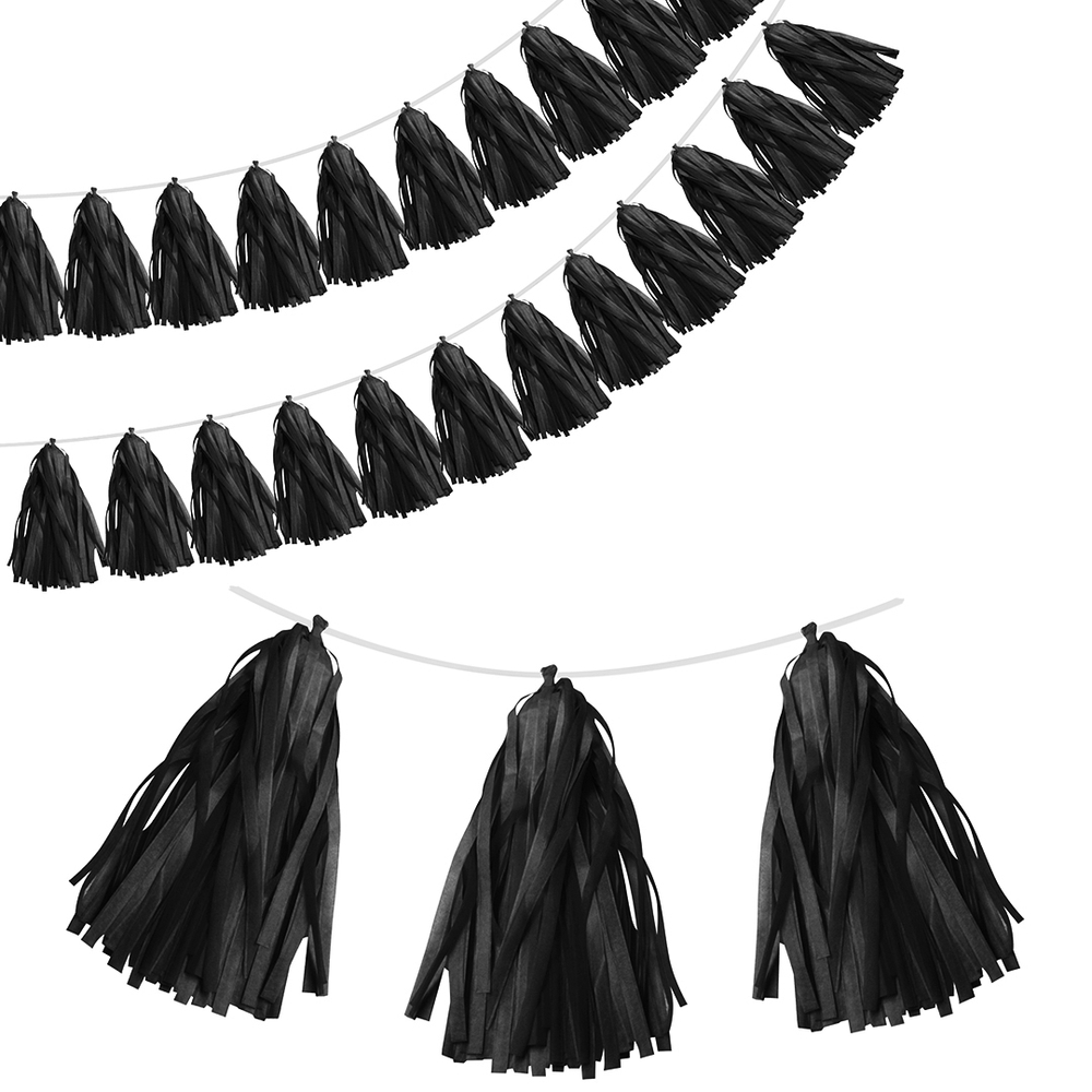Гирлянда-тассел в черном цвете, 35х12 см, 12 листов