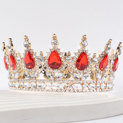 Декоративная корона на торт, золото (Красные камни)