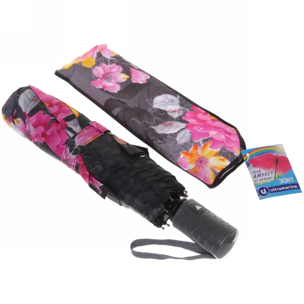 Зонт женский полуавтомат «Ultramarine - Олимпия», цвет микс, 8 спиц, d-100см, длина в слож. виде 30см