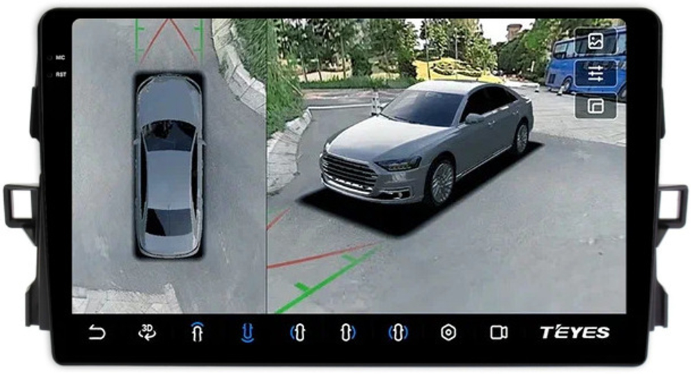 Магнитола для Toyota Auris E150 2006-2012 - Teyes CC3-2K-360 на Android 10, 2K QLED, 6Гб+128Гб, CarPlay, 4G SIM-слот, 4 камеры в комплекте