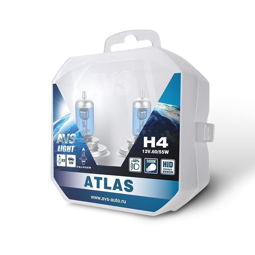 Лампа 12 В H4 60/55 Вт 5000К галогенная 2 шт. бокс Atlas AVS