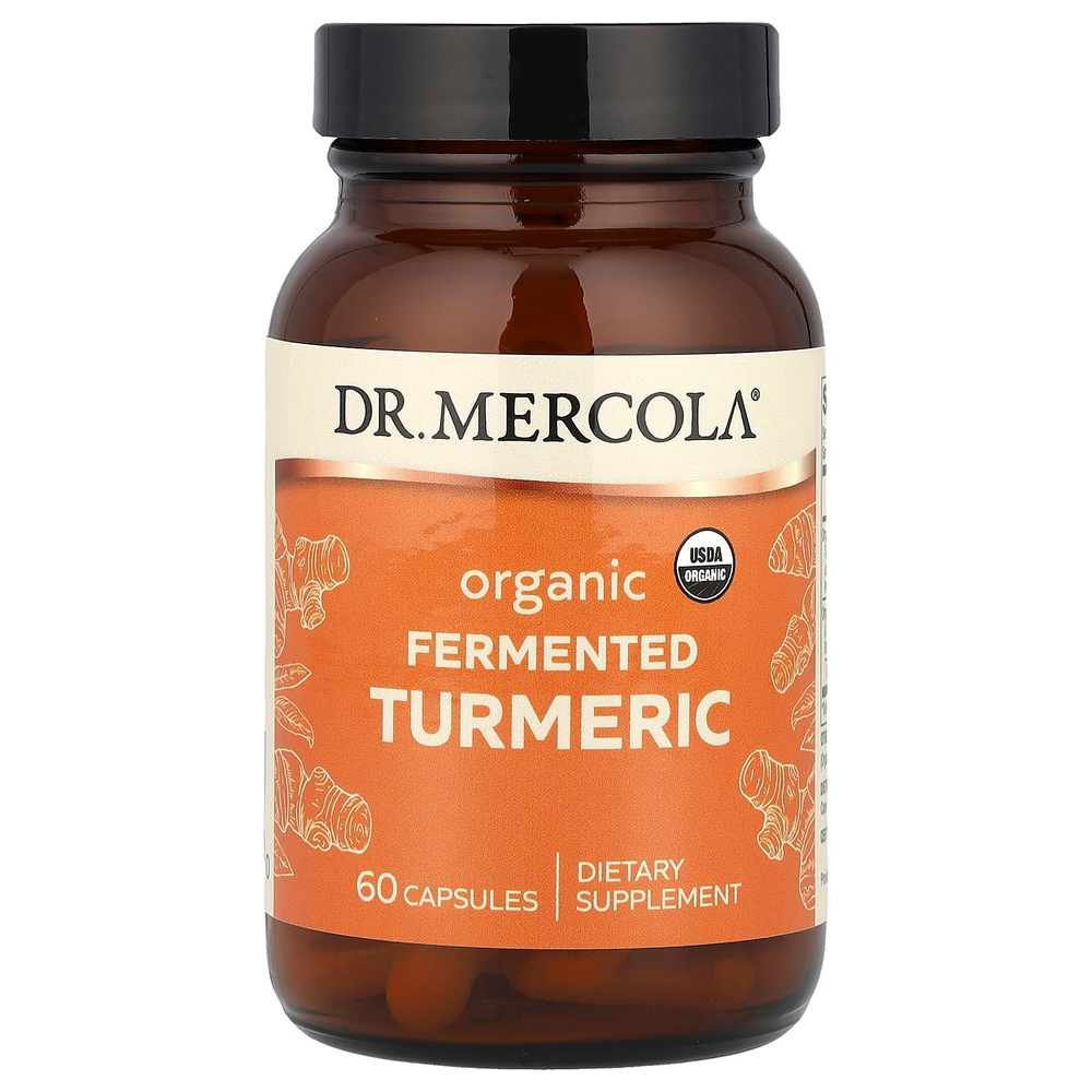 Dr. Mercola, органическая ферментированная куркума, 60 капсул