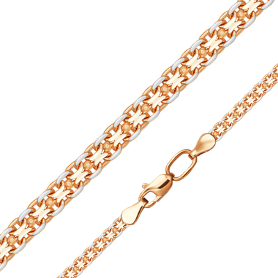 Цепь из красного золота с алмазной гранью (плетение «Бисмарк двойной якорь»)