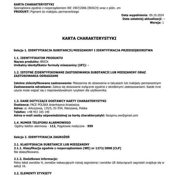 Karty charakterystyki FACE