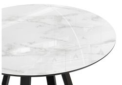 Стеклянный стол Норфолк 100х78 белый мрамор / черный