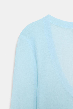 ZARA ТОП ИЗ ТОНЧАЙШЕГО ТРИКОТАЖА, ГОЛУБОЙ