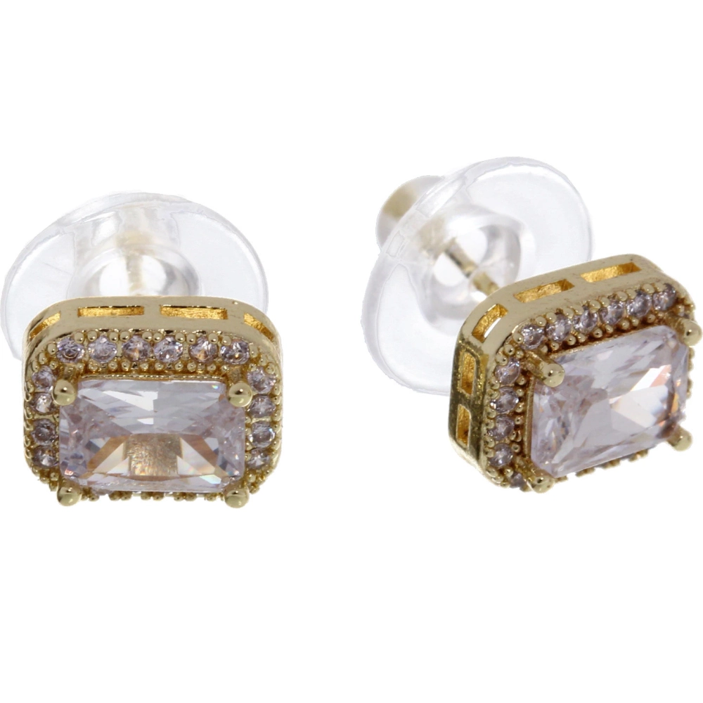 Серьги из гиппоалергенного металла со стразами «ПАЛУМНА», классика, цвет золото и серебро, 1*0,8см