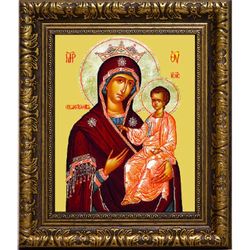 Избавительница от бед страждущих. Икона Божьей Матери на холсте.