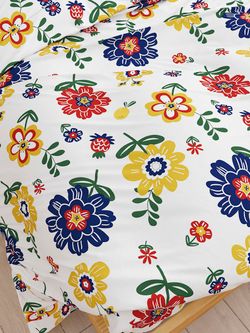 Постельное белье Полисатин Simple House "Цветы" 1,5-сп Наволочка 50х70 см 1 шт Простынь на резинке 90x200 см Пододеяльник 145x215 см