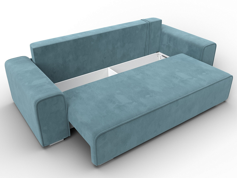 Диван прямой Лига-029, ВЕЛЮР Бирюзовый